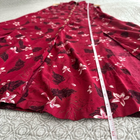 Vintage Fashion Bug Red Floral Dress Sleeveless Button Down Midi Maxi Size 14 - Picture 14 of 16